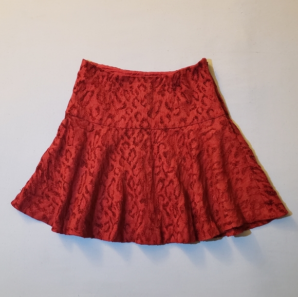 Free People Chenille Woven Cranberry Cheetah Skirt - Picture 3 of 13